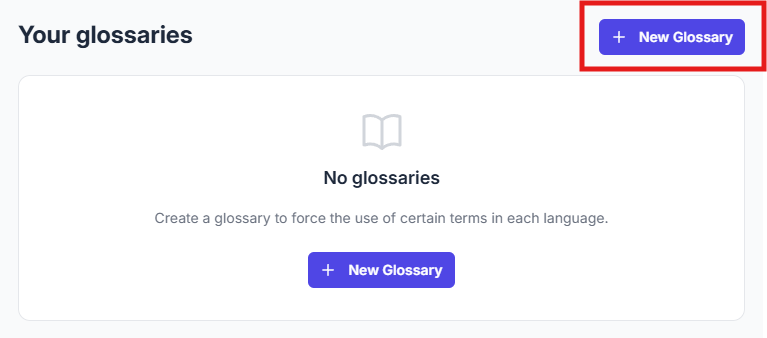 New glossary button