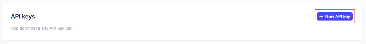 New API key button