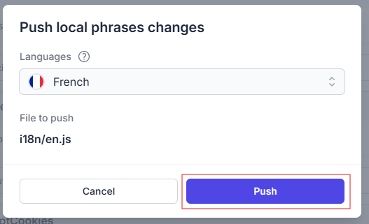 Push local changes button